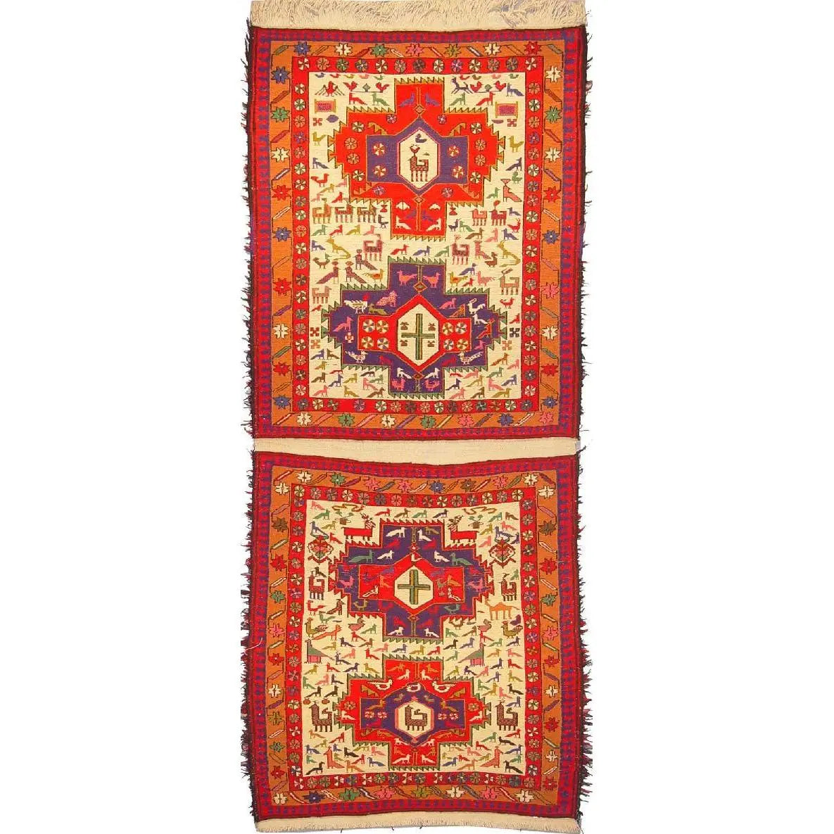 One Of The Kind Hand-Knotted Kilim Soumak 4'3" X 3'6"